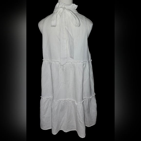 Tuckernuck Pomander Place Morgan White Ruffle Tiered Dress Cotton Lined Sz XL - Picture 3 of 15